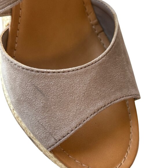 Ana Nautical Beige Elastic Strap Wedge Sandals 3.5" Heel Womens Size 11M - Picture 7 of 14